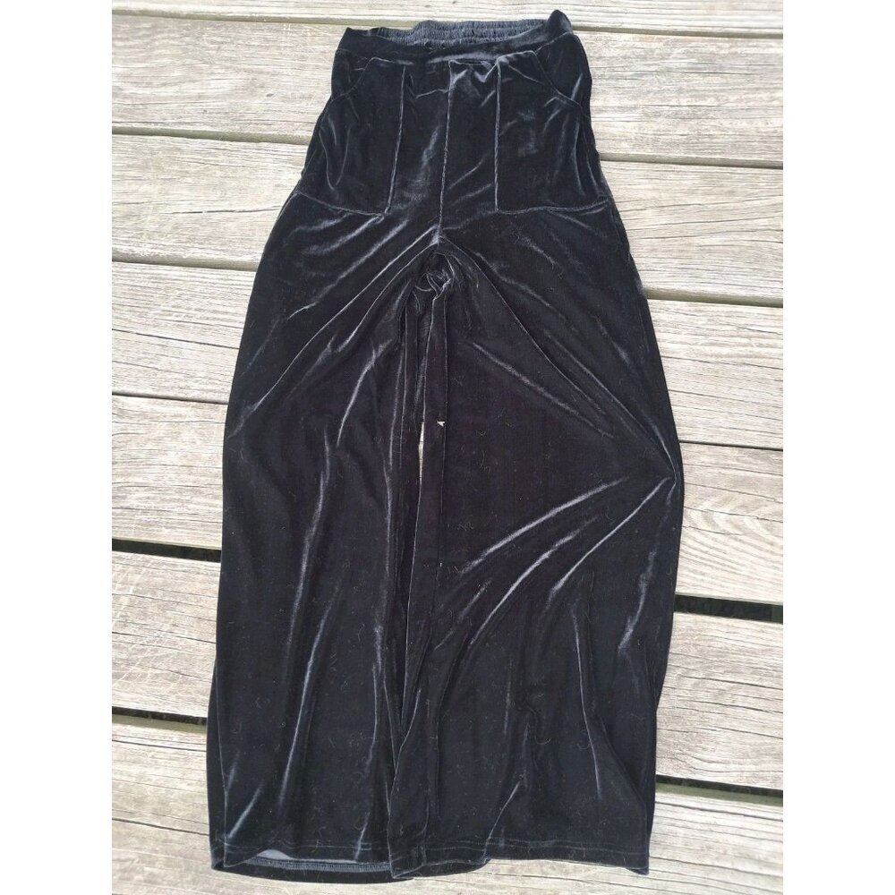 Y2k 00s 2000 black Velvet Pants siren corpcore goth M Witchy